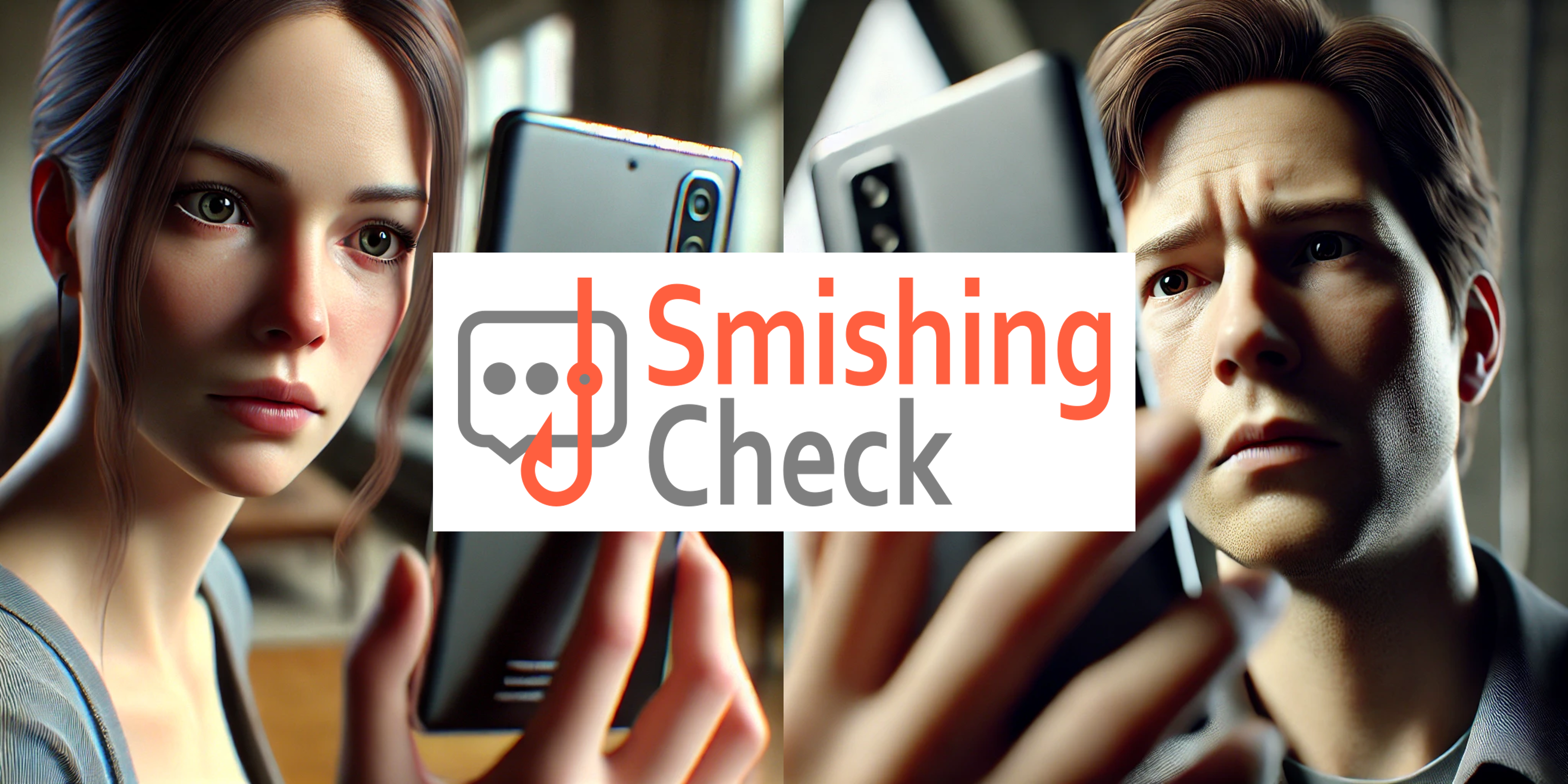 SmishingCheck Logo, Menschen mit Smartphones