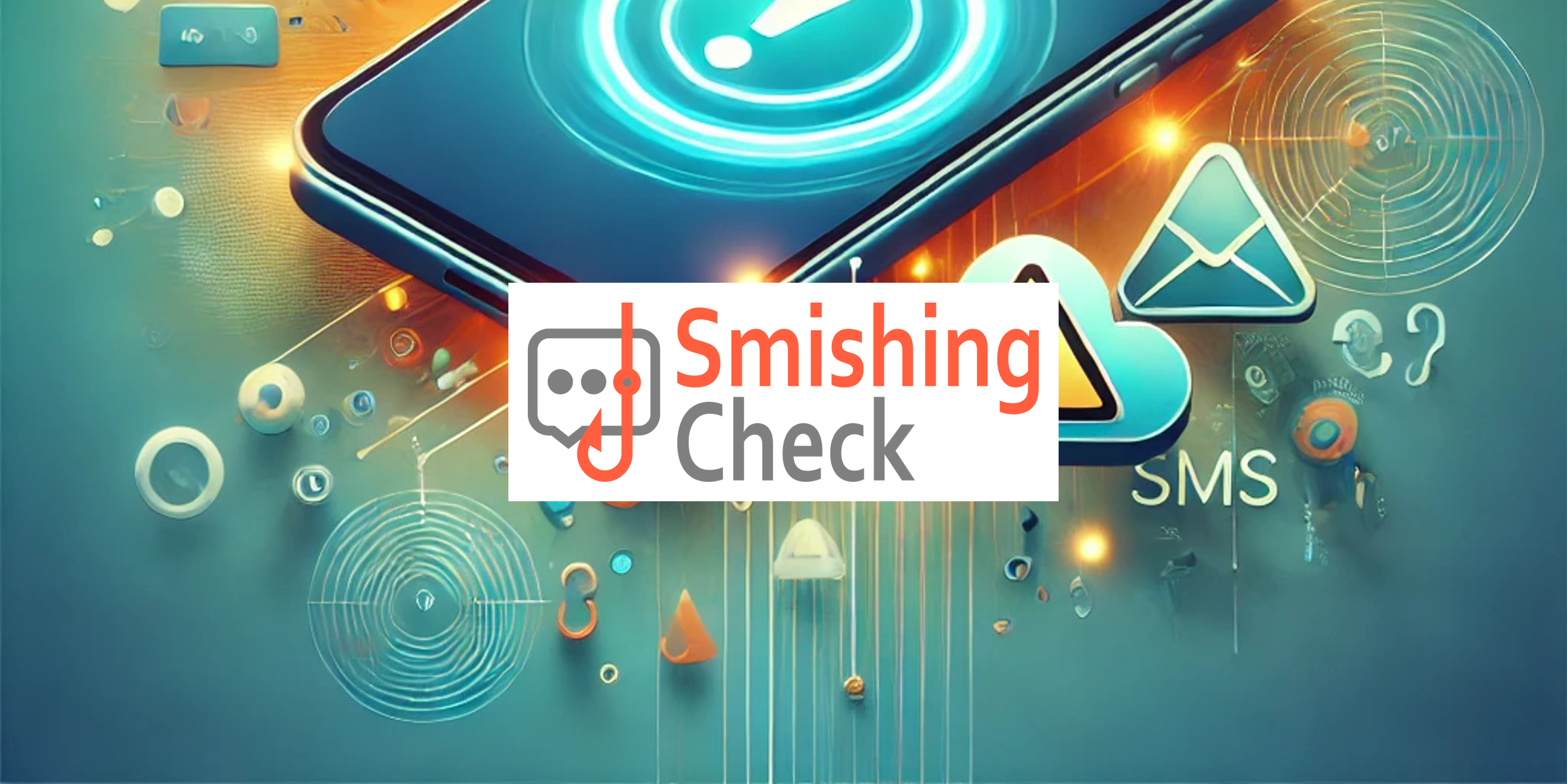 SmishingCheck Logo, abstrakter Hintergrund zum Thema Smishing