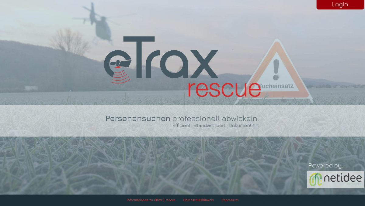 Screenshot Landingpage etrax | rescue