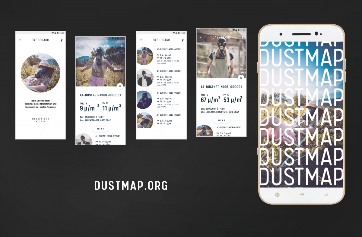 Screenshots der dustmap-App
